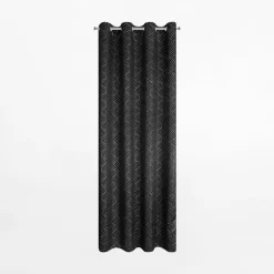Clearance Eurofirany Zasłona na przelotkach czarno-srebrna OLETA 140x250 cm