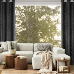 Clearance Eurofirany Zasłona na przelotkach czarno-srebrna OLETA 140x250 cm