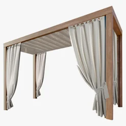 Eurofirany Tekstylia Zewnętrzne|Firany, Zasłony I Akcesoria^Zasłona na taras z szelkami na rzepy jasnobeżowa GARDEN 155x220 cm