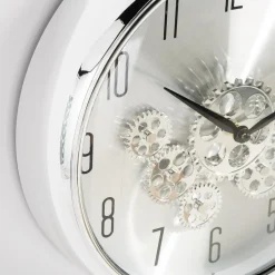 inny Zegary^Zegar na ścianę z podwójnym mechanizmem srebrny 35 cm