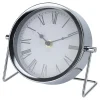 Zegary^Zegar stołowy srebrny 16 cm