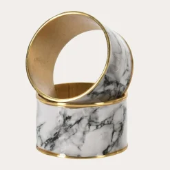 Discount inny Zestaw 4 obrączek na serwetki jasny marmur 4 cm