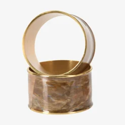 Discount inny Zestaw 4 obrączek na serwetki brązowy marmur 4 cm