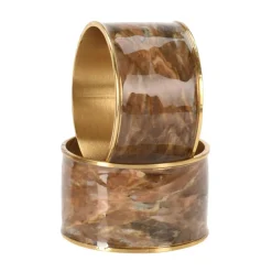 Discount inny Zestaw 4 obrączek na serwetki brązowy marmur 4 cm