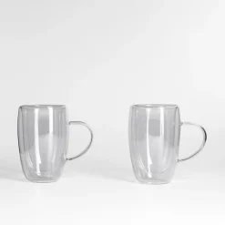 Discount inny Zestaw 2 szklanek termicznych z podwójną ścianką z uchem 400 ml