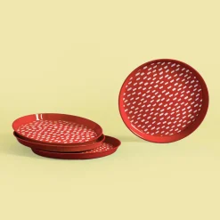 Hot inny Zestaw 4 talerzy plastikowych czerwony, 21 cm
