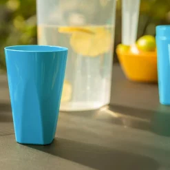 New inny Zestaw dzbanek plastikowy i 4 kubki niebieskie
